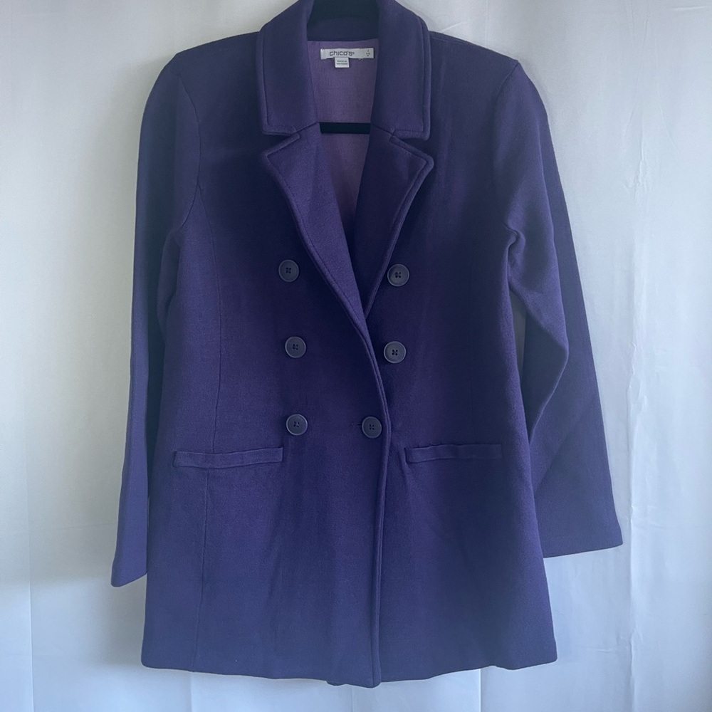 Chico's Purple Double-Breasted Blazer Coat
